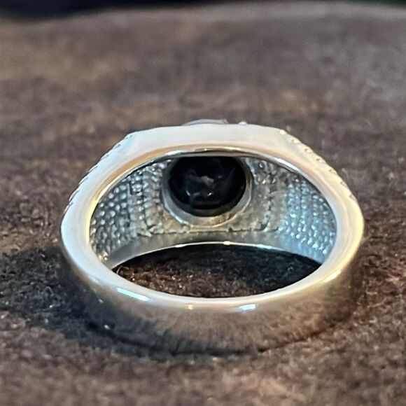 MENS 10 NWT BLACK SPINEL RING IN STAINLESS STEEL 3.60ctw - Picture 4 of 15